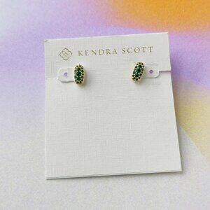 Kendra Scott Grayson Gold Green Crystal Crystal Stud Earrings New